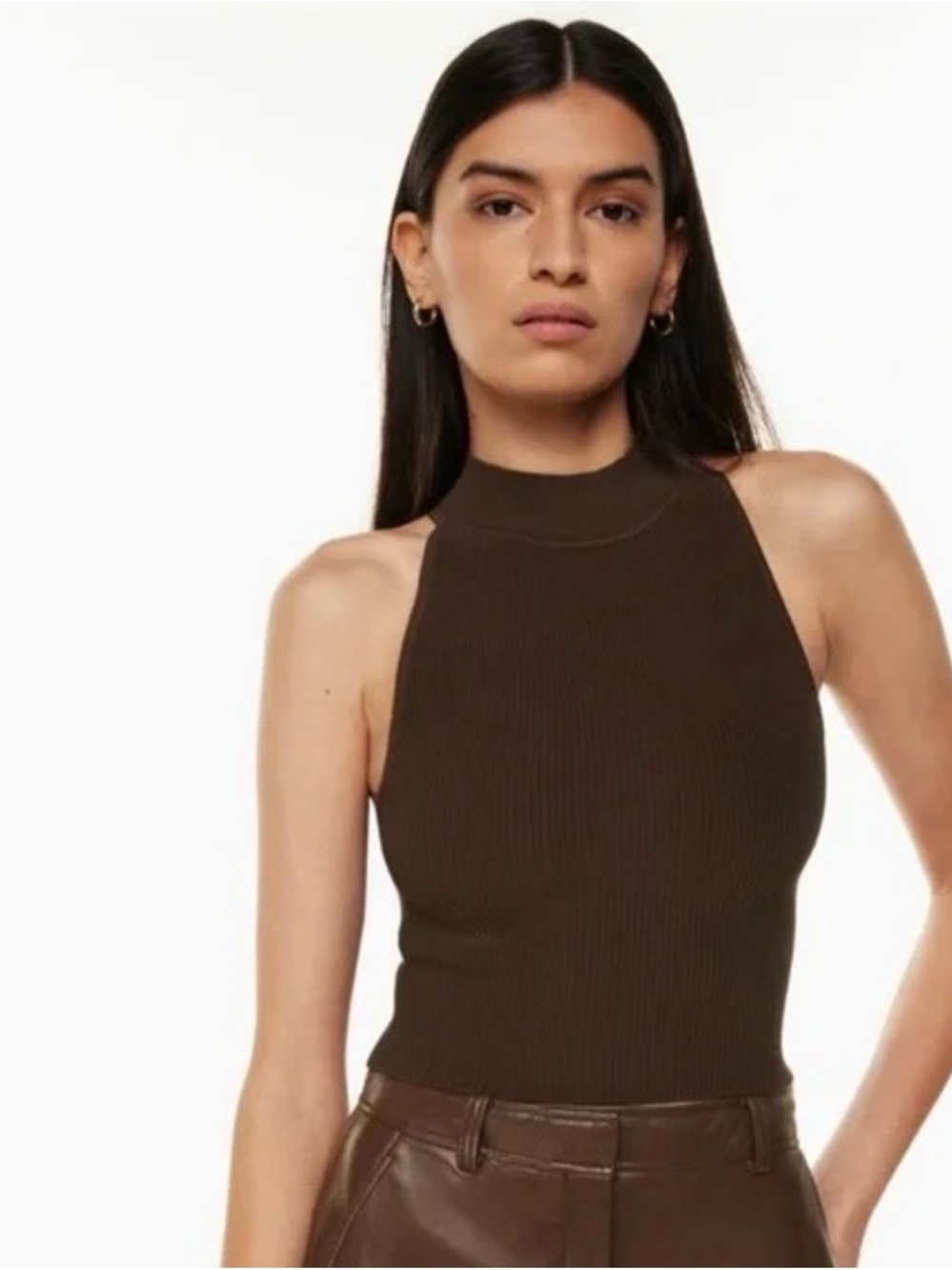 Aritzia Babaton sleeveless mock neck ribbed tank top